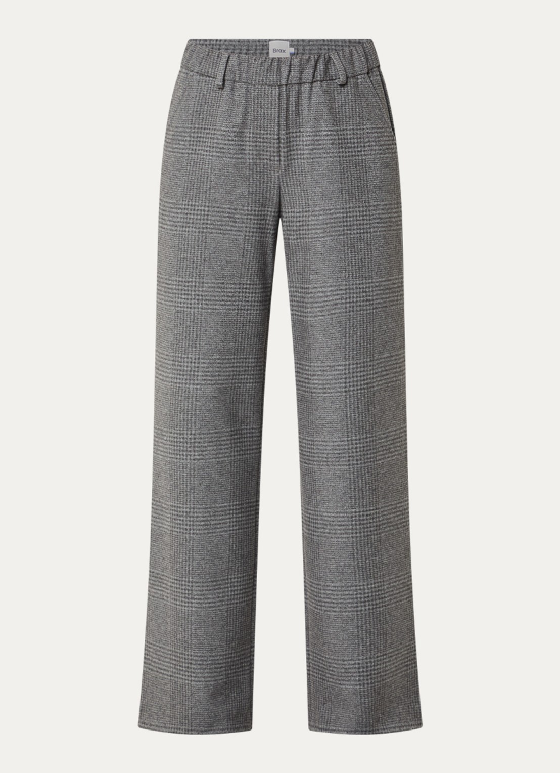 BRAX Maine mid waist straight fit pantalon met ruitdessin - voorkant middengrijs