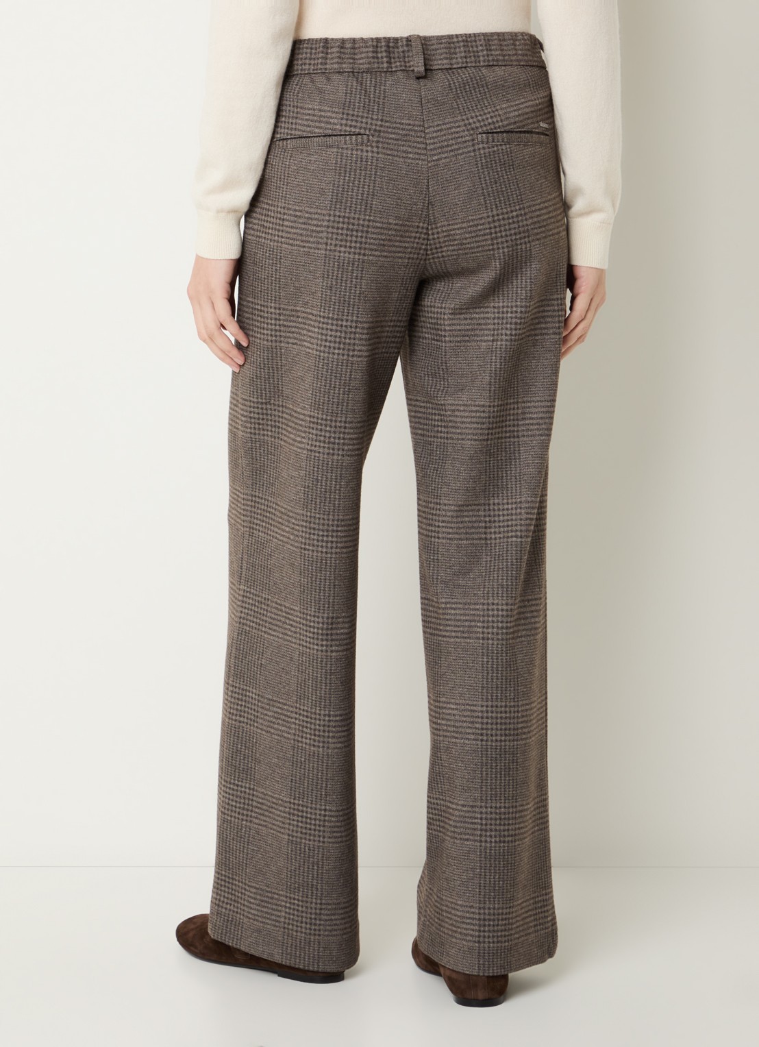 BRAX Maine mid waist straight fit pantalon met ruitdessin - achterkant 2 bruin