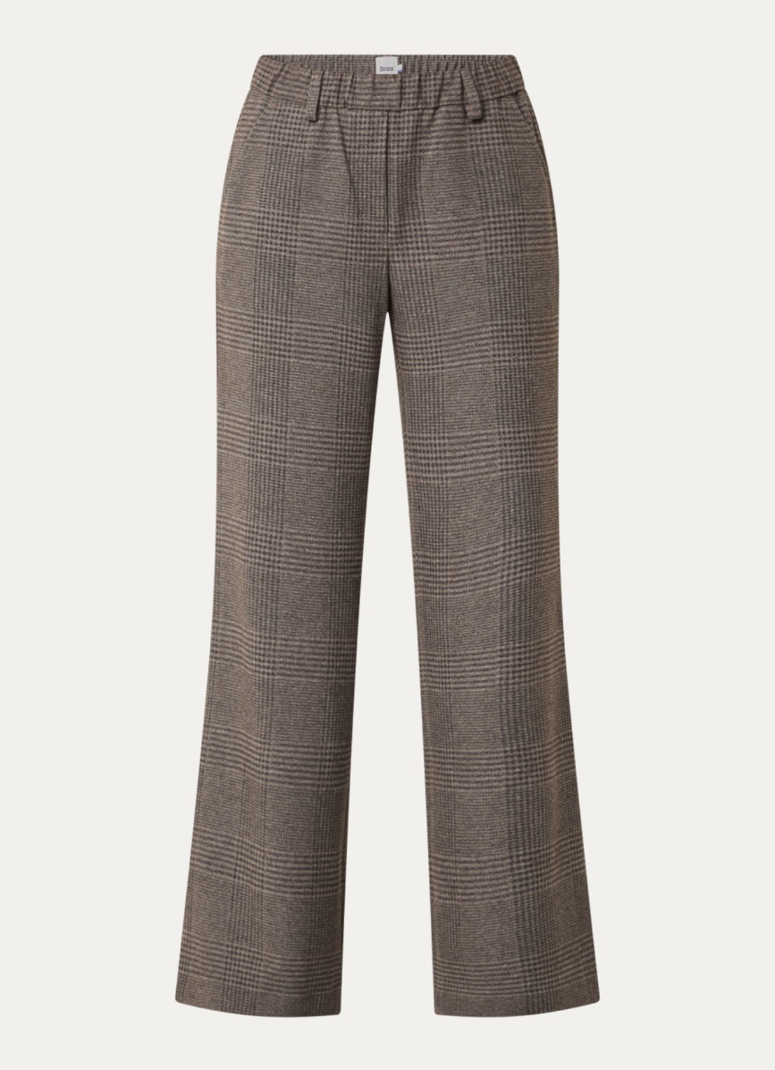 BRAX Maine mid waist straight fit pantalon met ruitdessin - voorkant 3 bruin