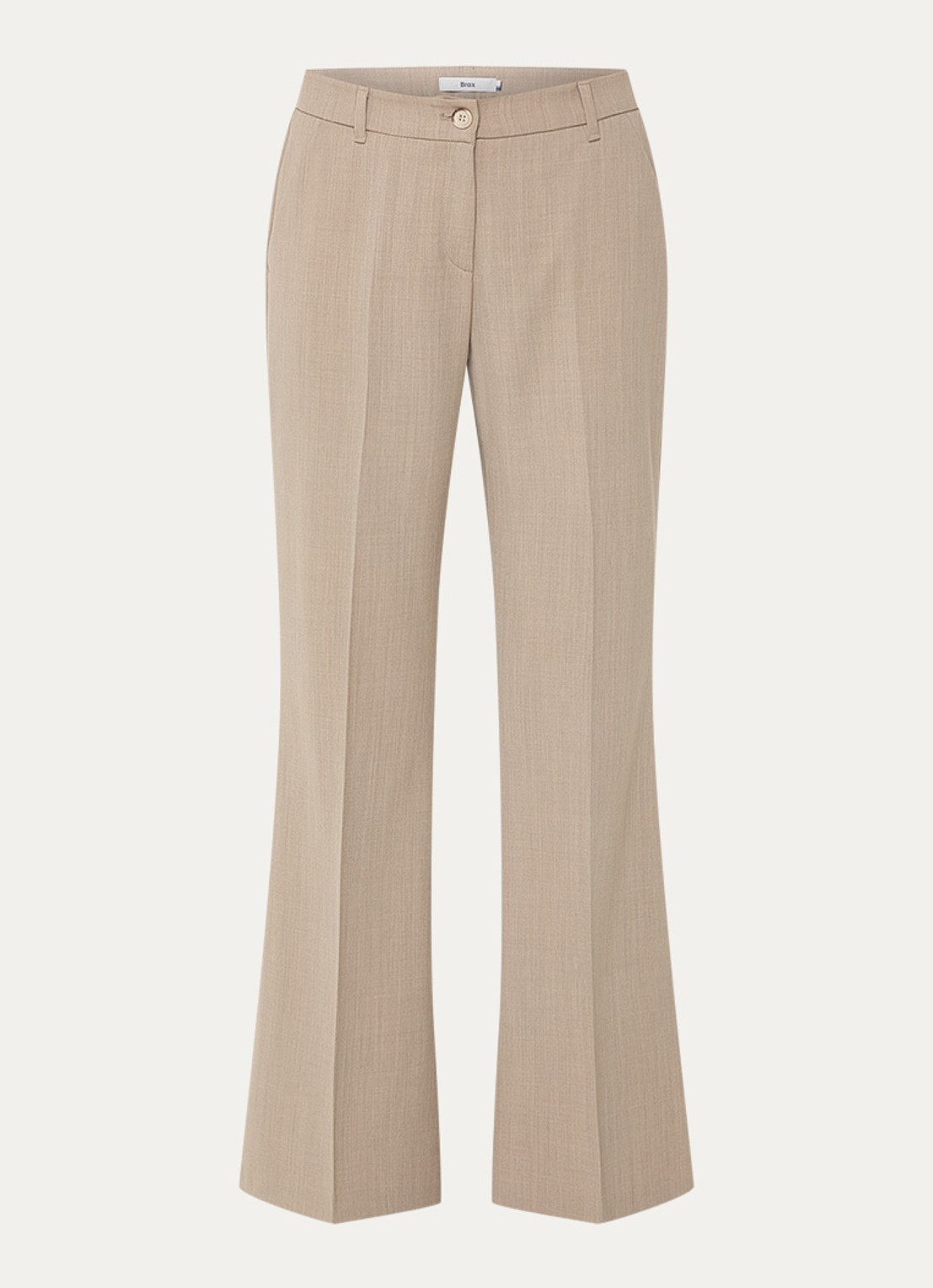 BRAX Maine mid waist wide fit palazzobroek in scheerwolblend  - voorkant 3 taupe