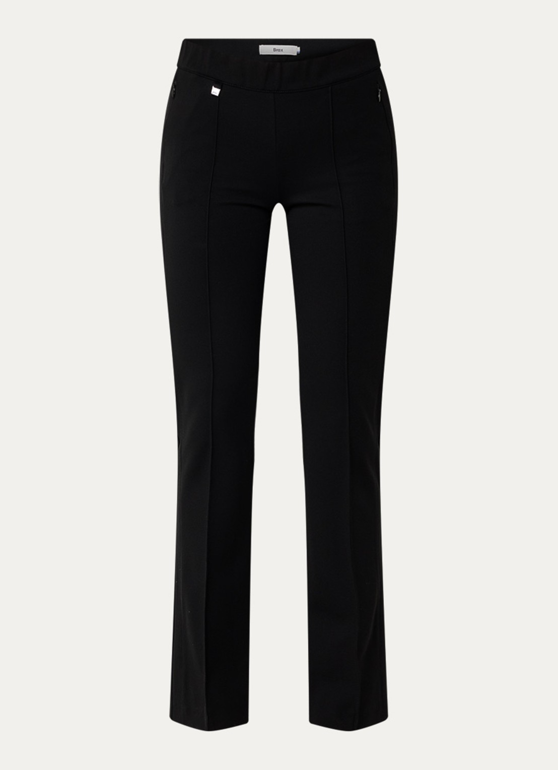 BRAX Malou mid waist bootcut fit legging met siernaad - voorkant 3 zwart