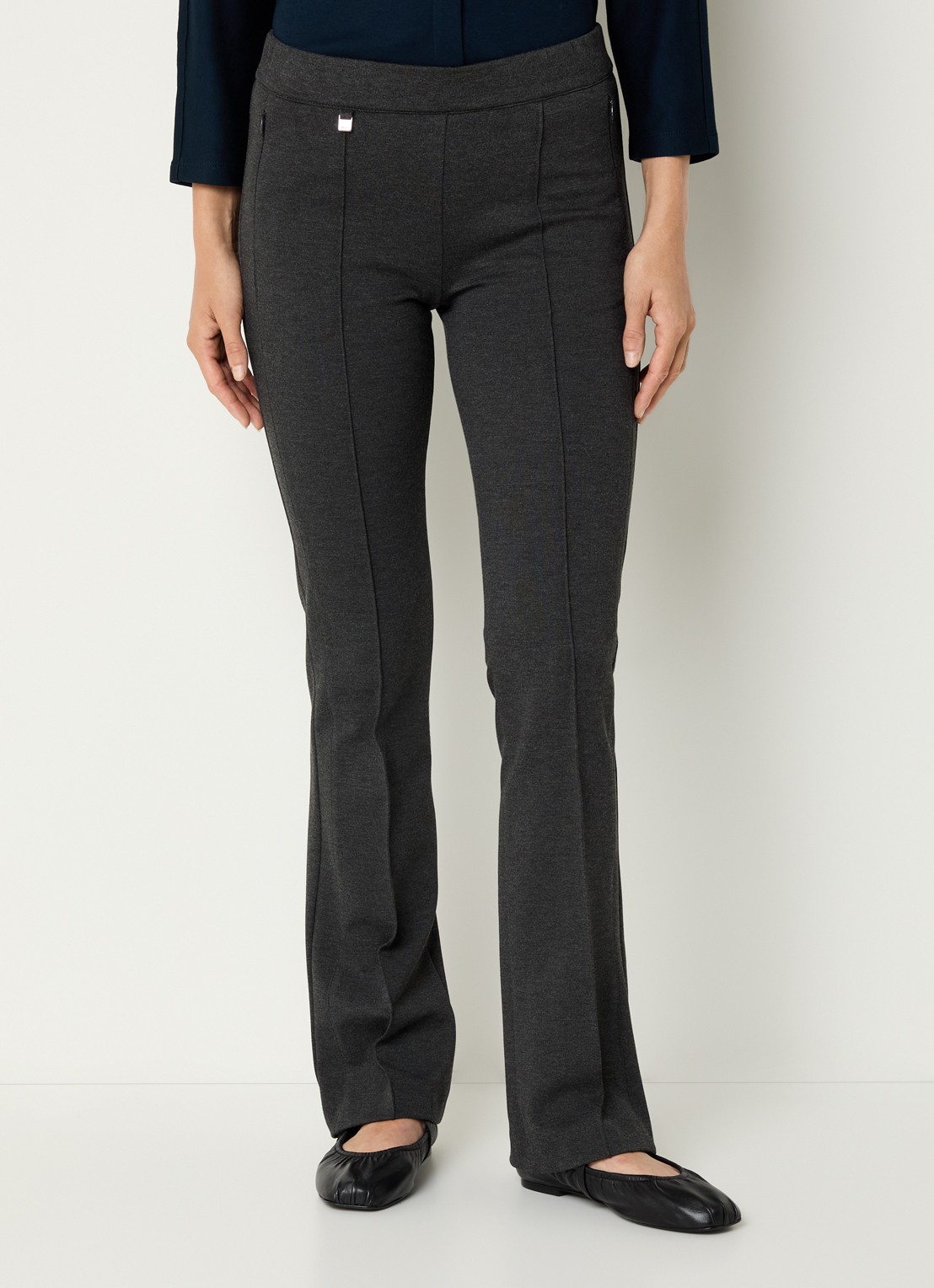 BRAX Malou mid waist bootcut fit legging met siernaad - detail antraciet