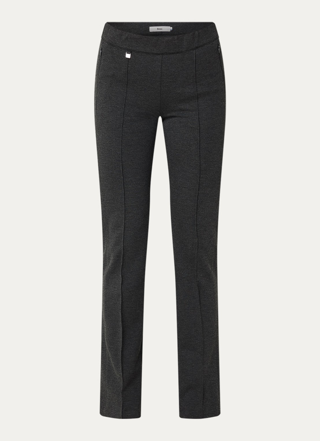 BRAX Malou mid waist bootcut fit legging met siernaad - voorkant 3 antraciet