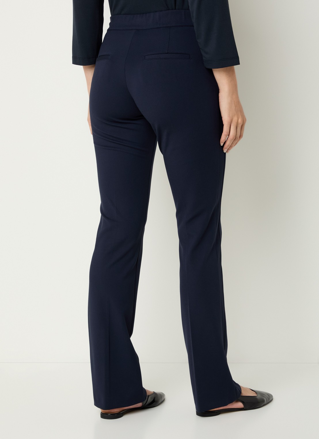 BRAX Malou mid waist bootcut fit legging met siernaad - achterkant 4 donkerblauw