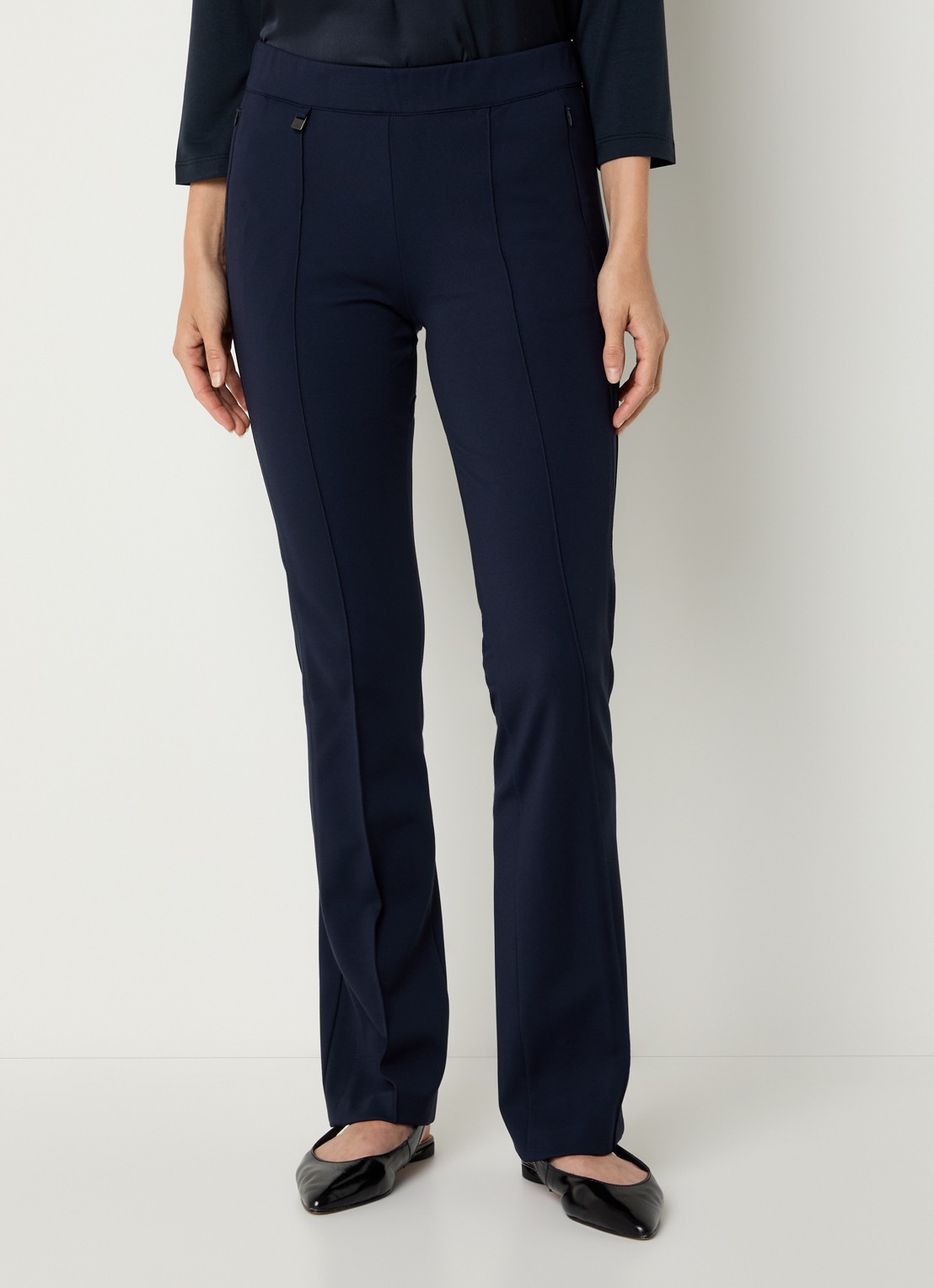 BRAX Malou mid waist bootcut fit legging met siernaad - detail donkerblauw