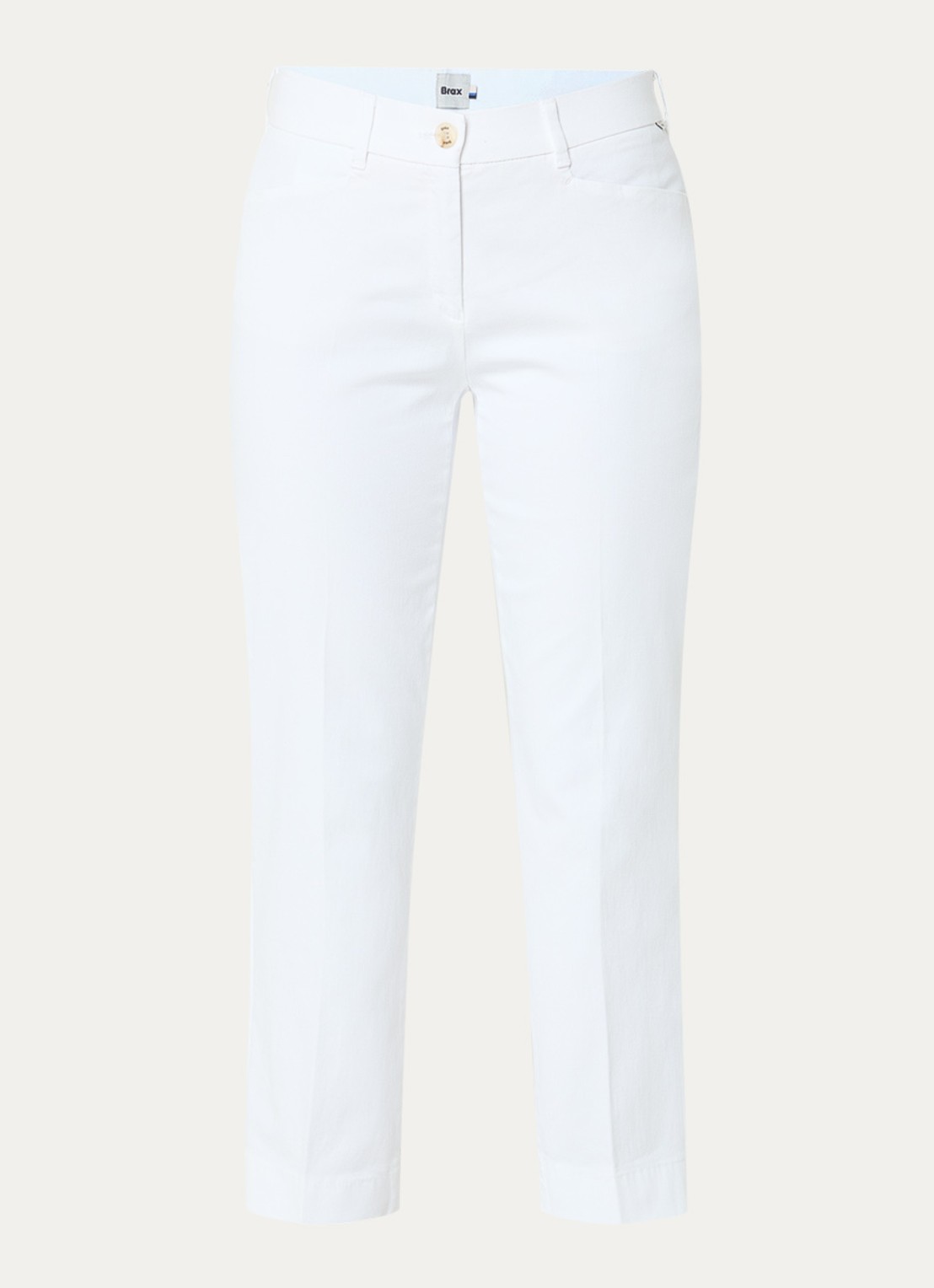 BRAX Mara mid waist cropped slim fit chino met steekzakken - voorkant wit