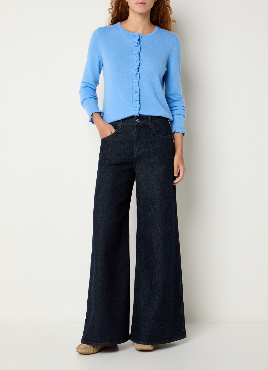 BRAX March high waist wide leg jeans met steekzakken - voorkant 4 indigo