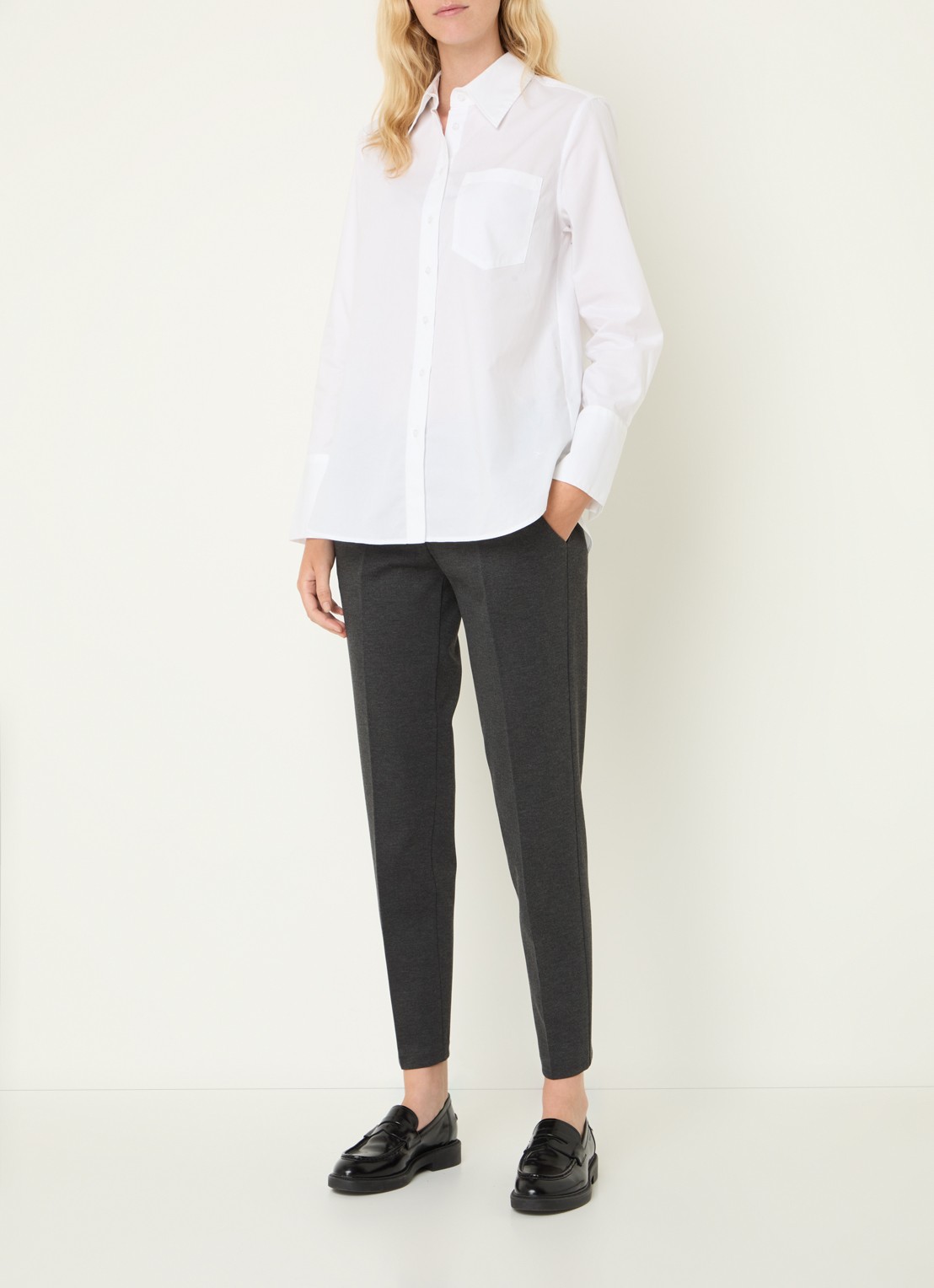 BRAX Maron high waist pantalon met steekzakken - voorkant 4 donkergrijs