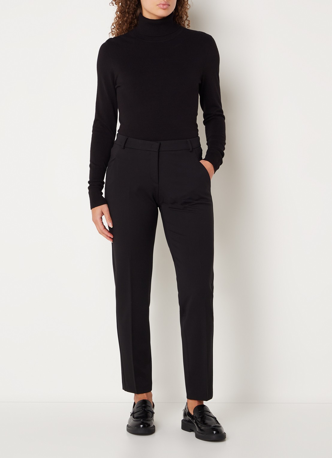 BRAX Maron mid waist cropped regular fit chino met steekzakken - voorkant 3 zwart