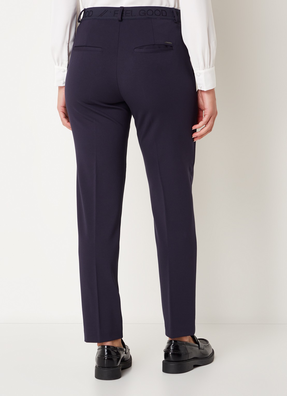 BRAX Maron mid waist cropped regular fit chino met steekzakken - achterkant 4 donkerblauw