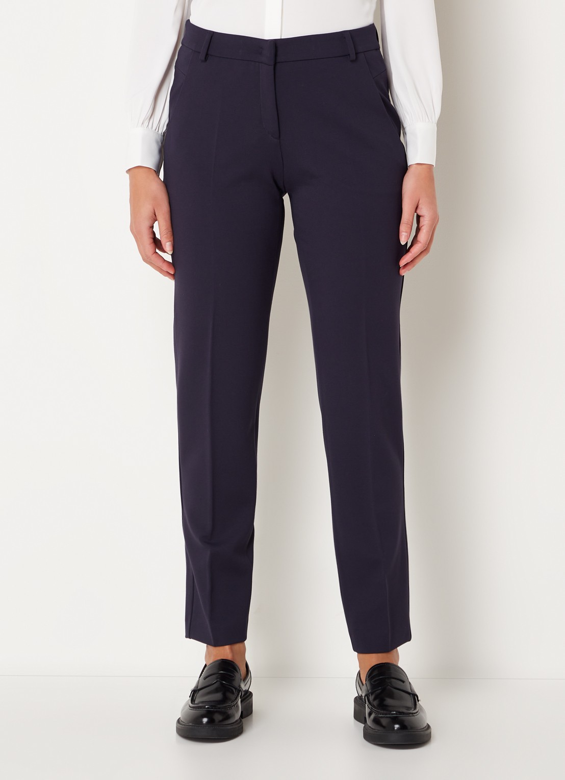 BRAX Maron mid waist cropped regular fit chino met steekzakken - detail 3 donkerblauw