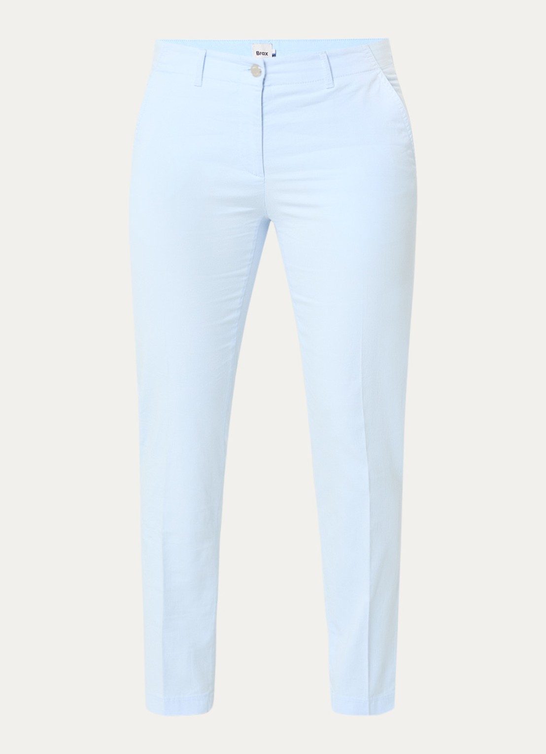 BRAX Maron mid waist cropped tapered fit chino met steekzakken - voorkant 2 lichtblauw