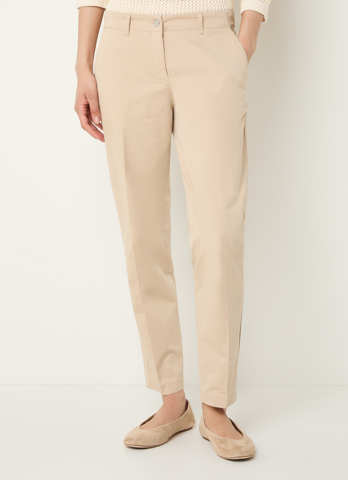 BRAX Maron mid waist cropped tapered fit chino met steekzakken - detail 4 camel