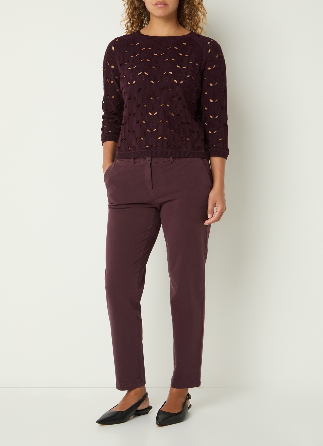 BRAX Maron mid waist slim fit broek met steekzakken - voorkant 2 koper