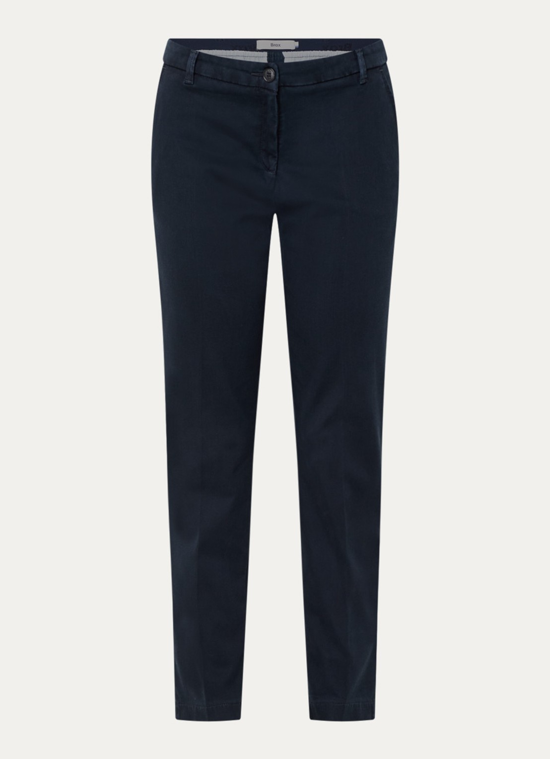 BRAX Maron mid waist slim fit chino  met elastische band - voorkant 2 donkerblauw