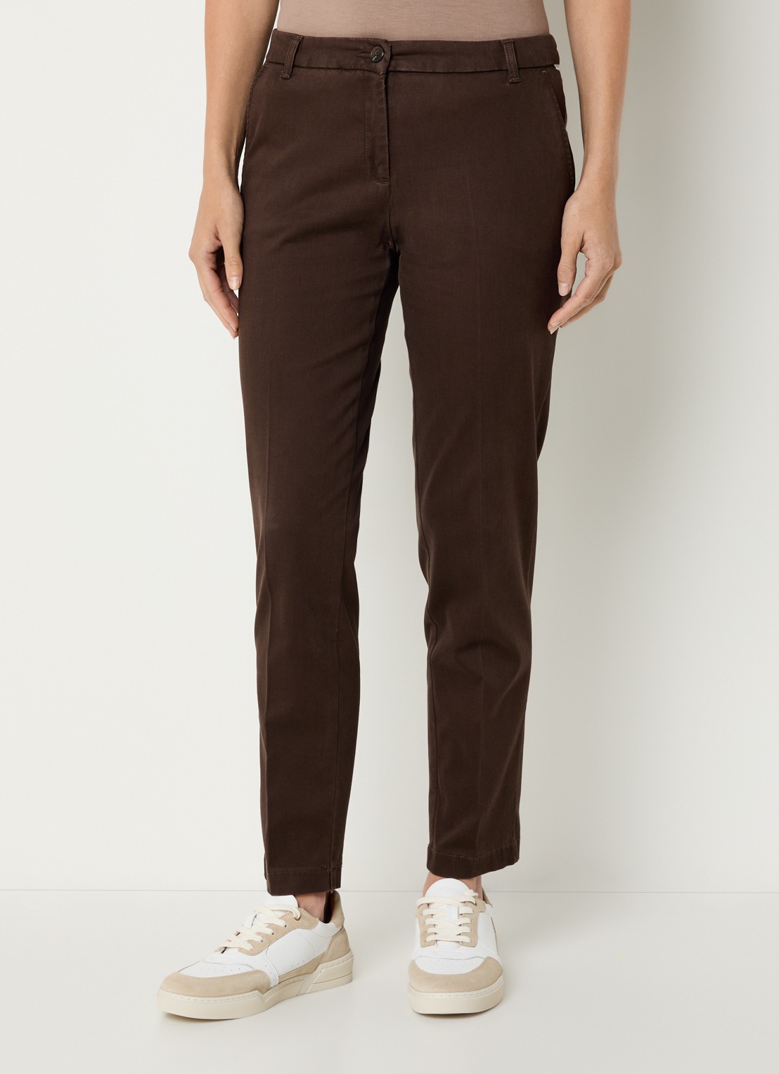BRAX Maron mid waist slim fit chino  met elastische band - detail 2 bruin