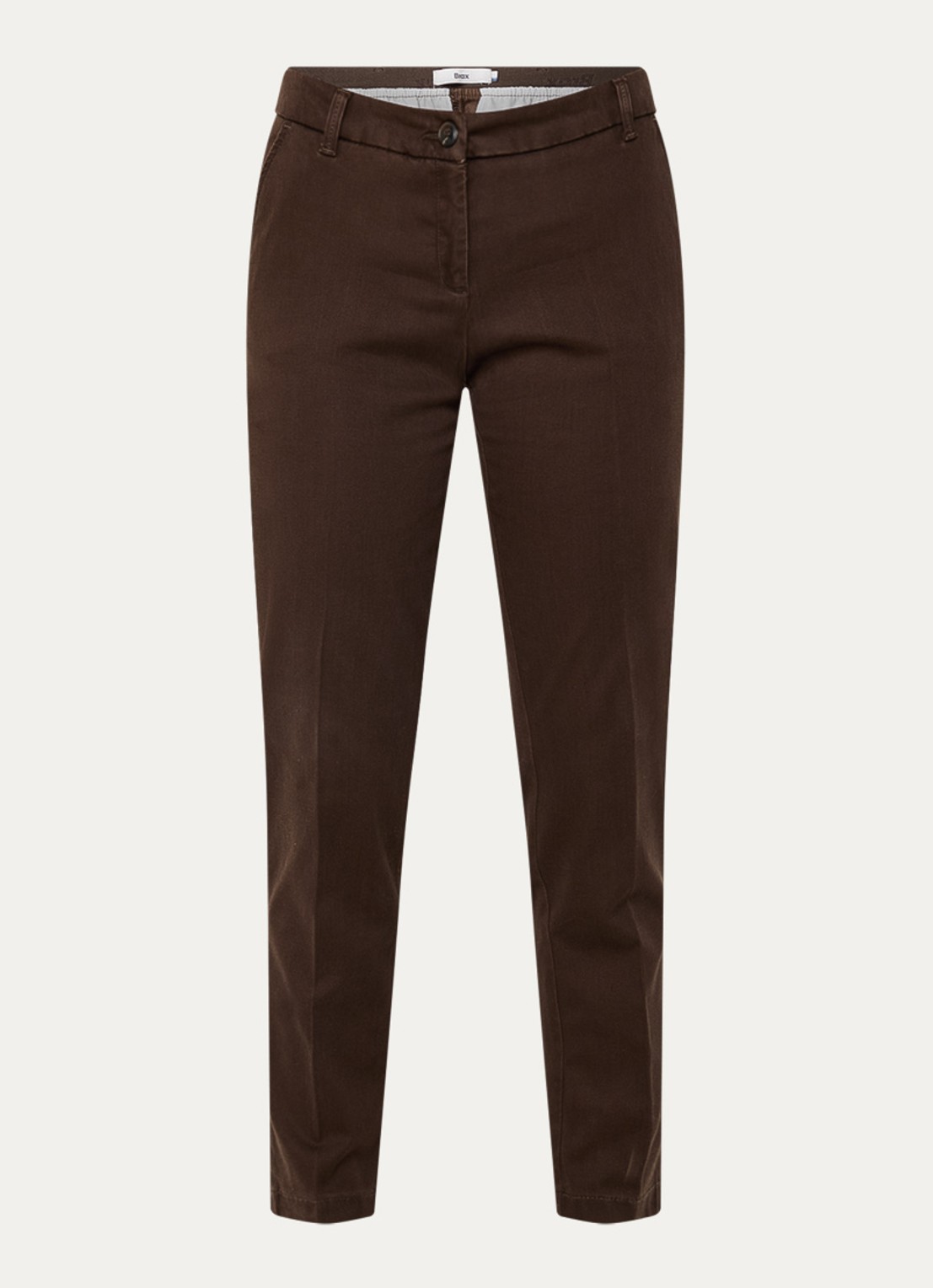 BRAX Maron mid waist slim fit chino  met elastische band - voorkant 3 bruin