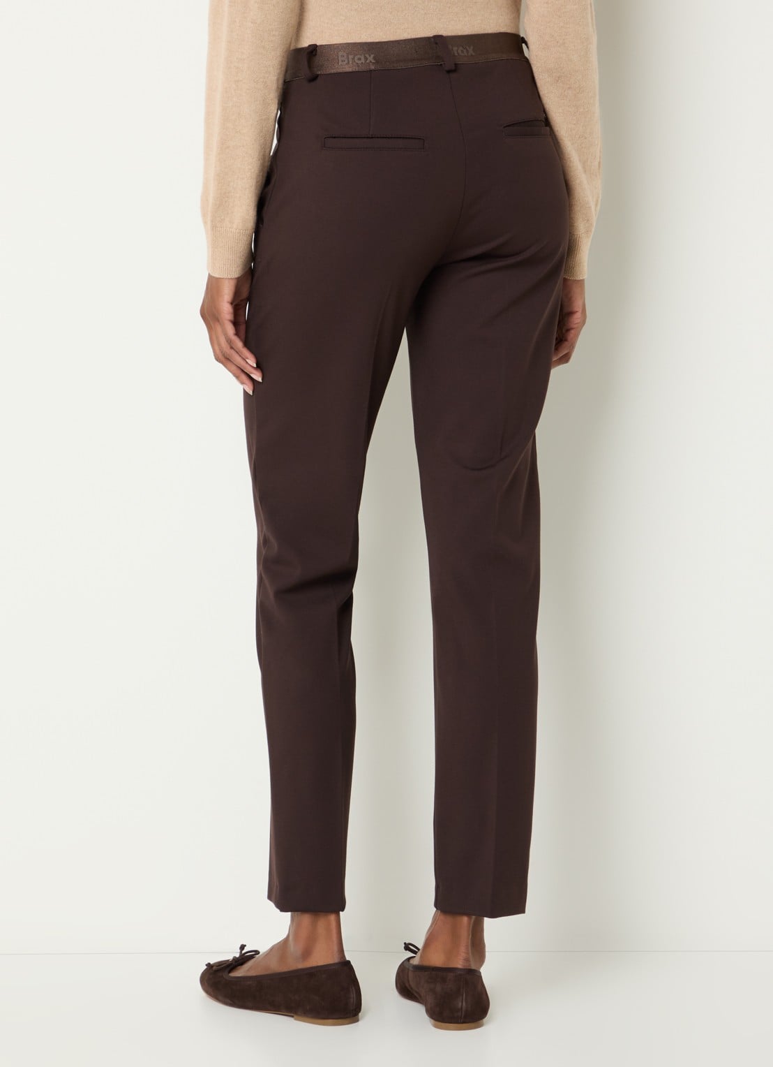 BRAX Maron S mid waist cropped slim fit pantalon met steekzakken - achterkant 2 bruin