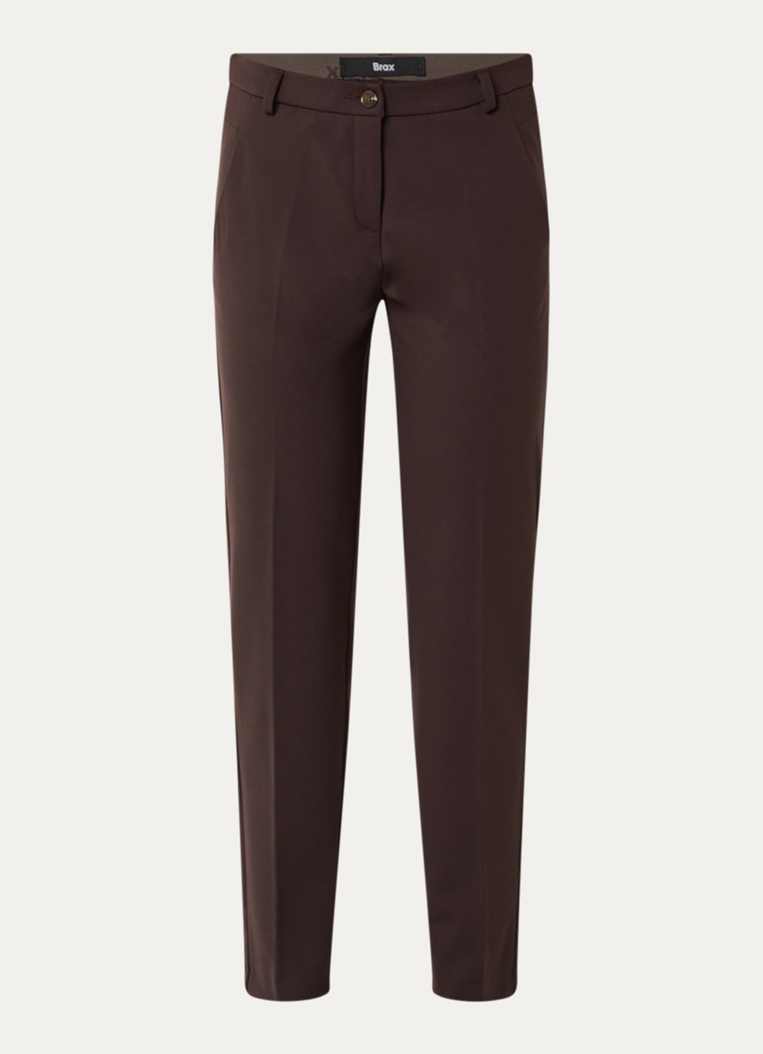 BRAX Maron S mid waist cropped slim fit pantalon met steekzakken - voorkant 3 bruin