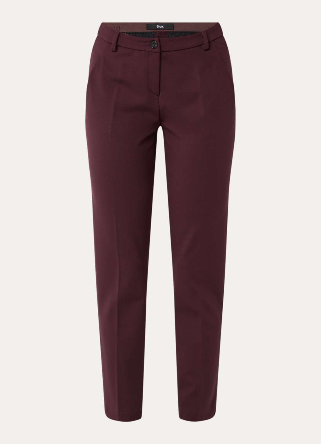 BRAX Maron S mid waist cropped slim fit pantalon met steekzakken - voorkant 2 bordeauxrood