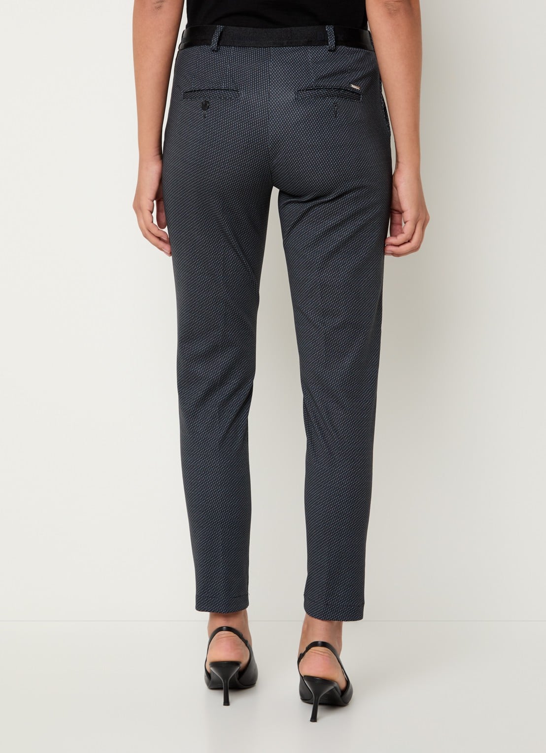 BRAX Maron S mid waist slim fit cropped chino met elastische band - achterkant 4 donkerblauw