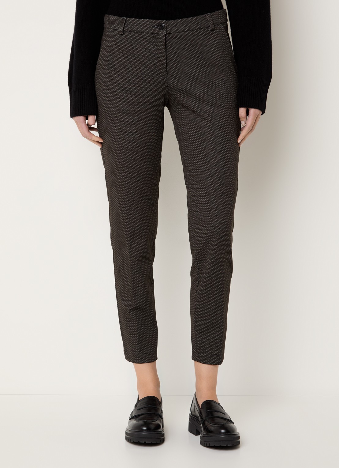 BRAX Maron S mid waist slim fit cropped chino met elastische band - detail donkergroen
