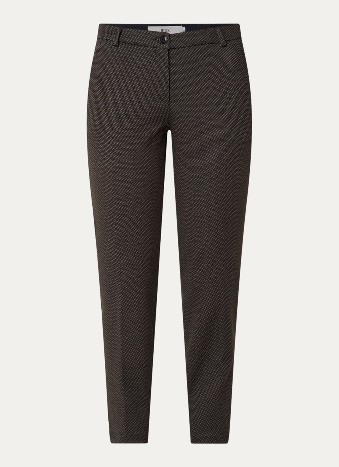 BRAX Maron S mid waist slim fit cropped chino met elastische band - voorkant 3 donkergroen