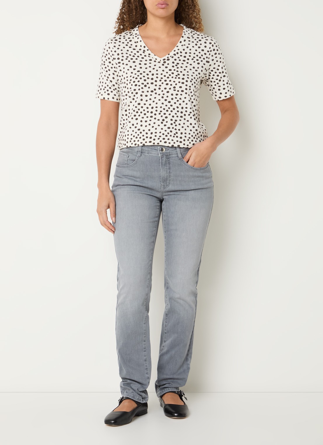 BRAX Mary high waist skinny fit jeans met steekzakken - voorkant 2 grijs