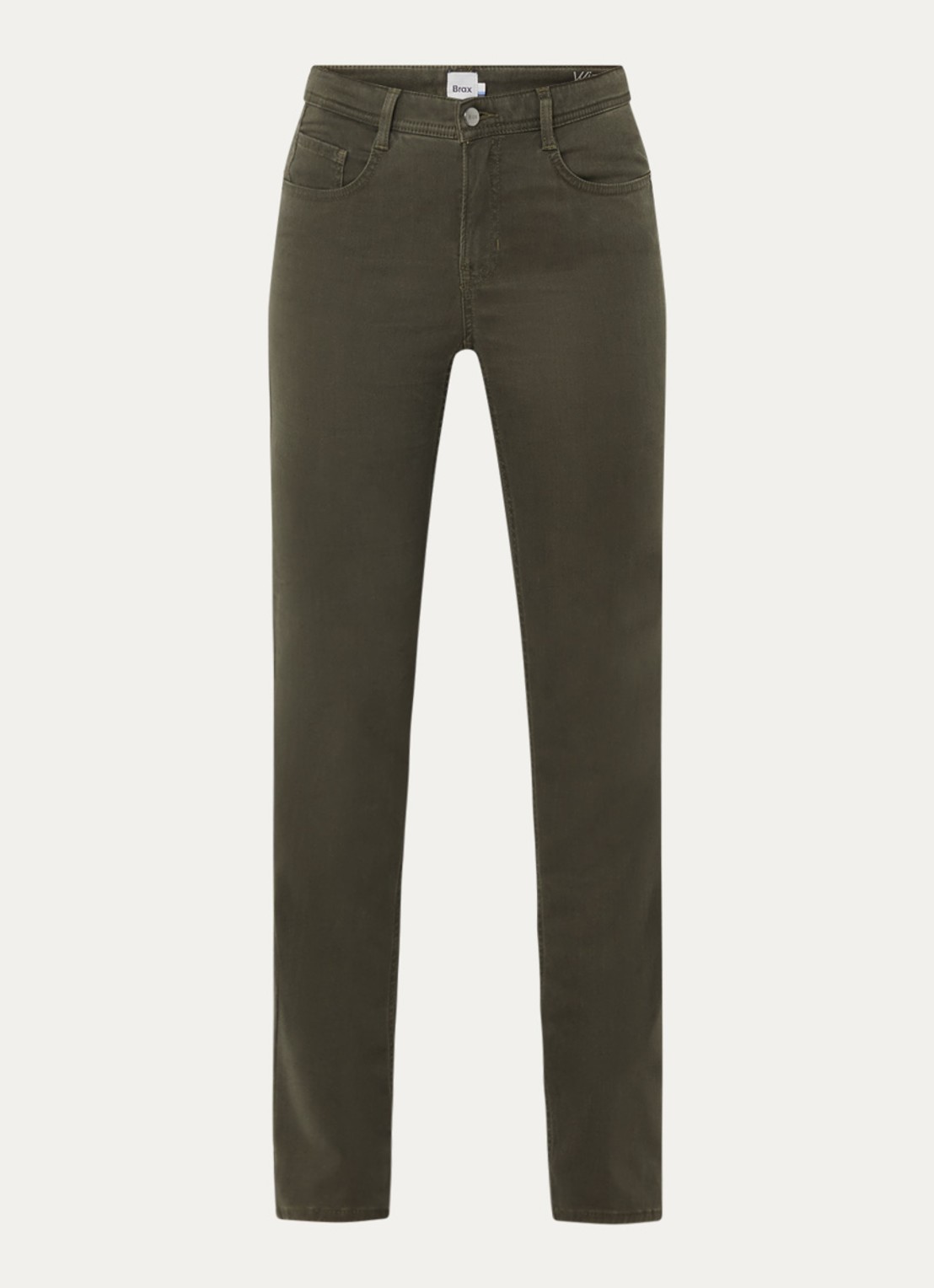 BRAX Mary high waist slim fit chino met steekzakken - voorkant 4 bronsgroen