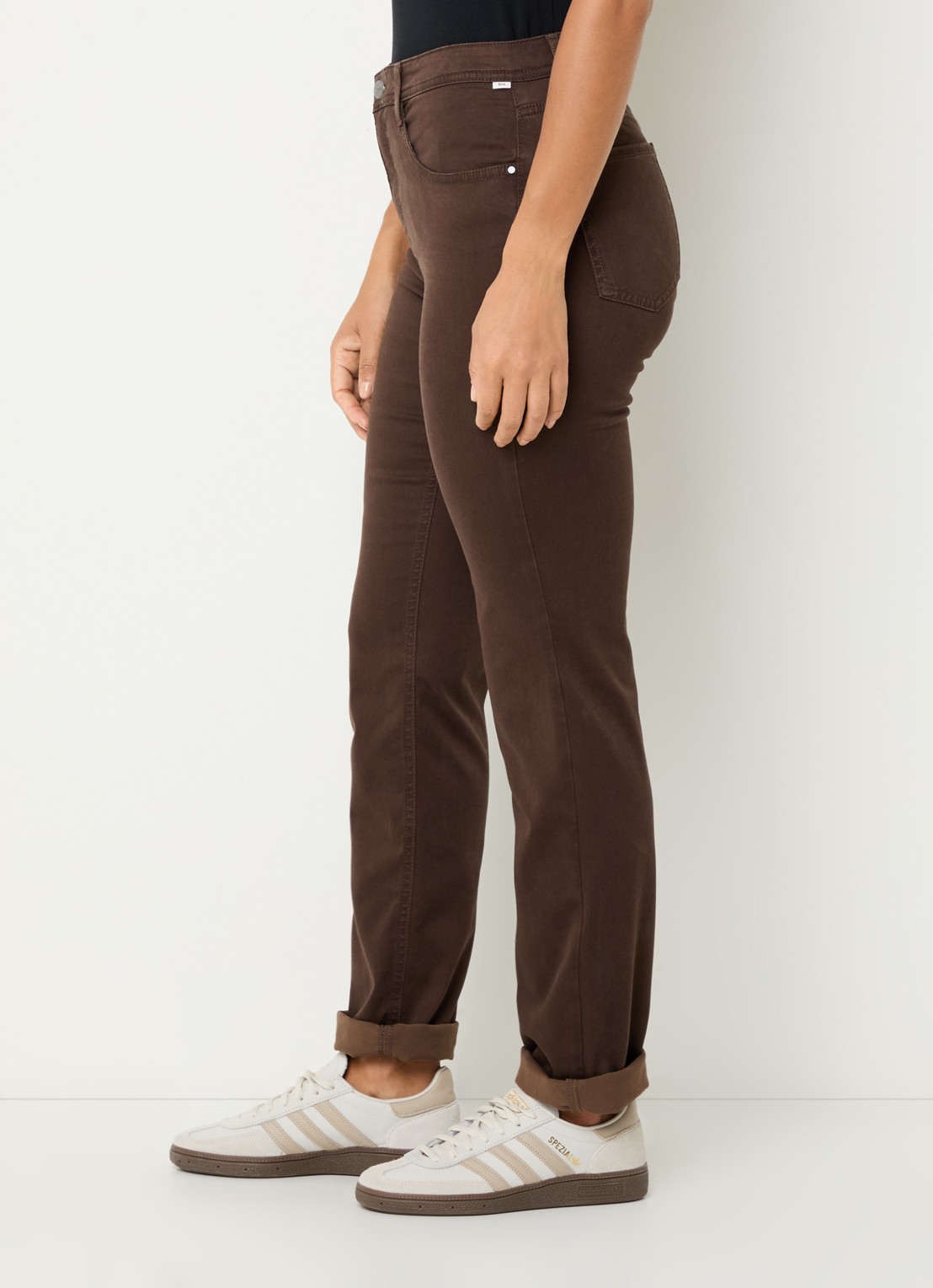 BRAX Mary high waist slim fit chino met steekzakken - detail 2 donkerbruin
