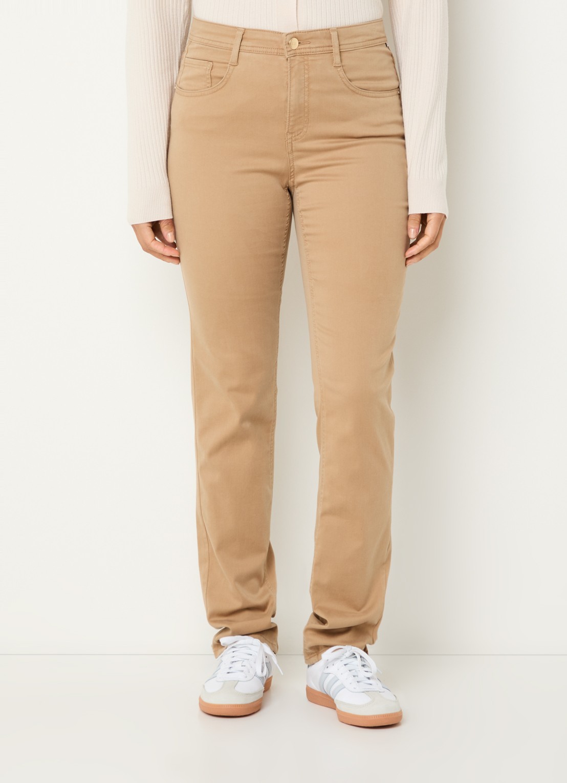 BRAX Mary high waist slim fit chino met steekzakken - detail 3 beige