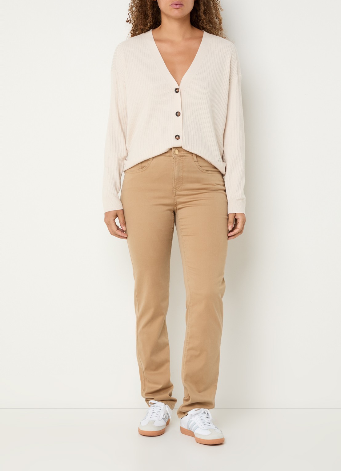BRAX Mary high waist slim fit chino met steekzakken - voorkant 2 beige