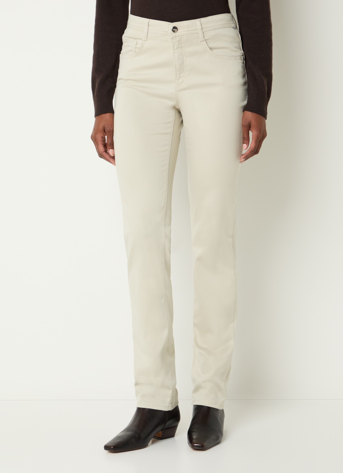 BRAX Mary high waist slim fit chino met steekzakken - detail gebroken wit