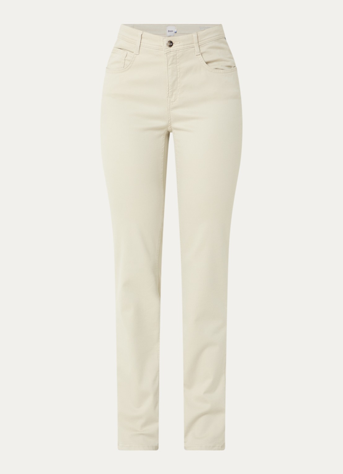 BRAX Mary high waist slim fit chino met steekzakken - voorkant 4 gebroken wit