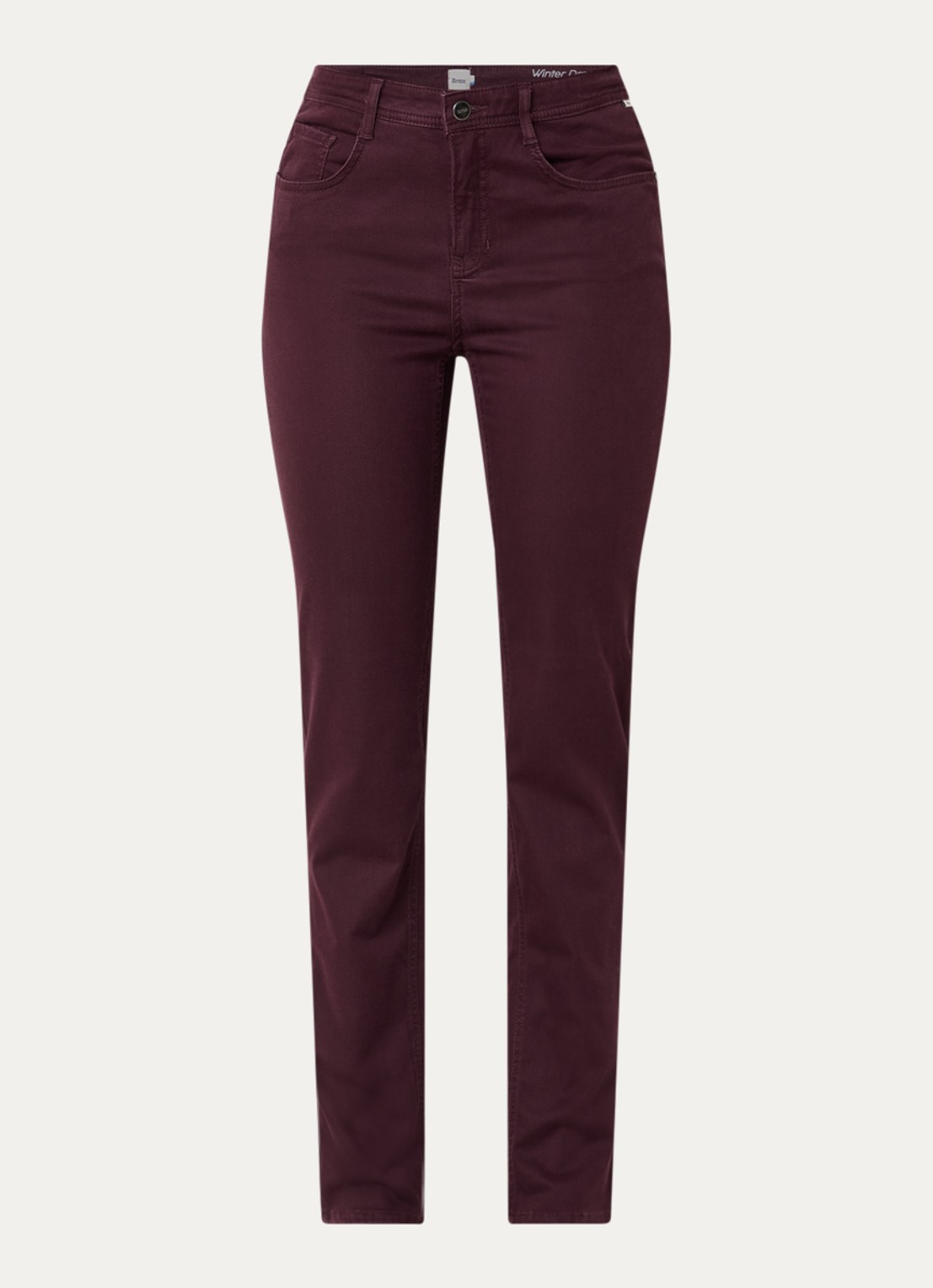 BRAX Mary high waist slim fit chino met steekzakken - voorkant bordeauxrood