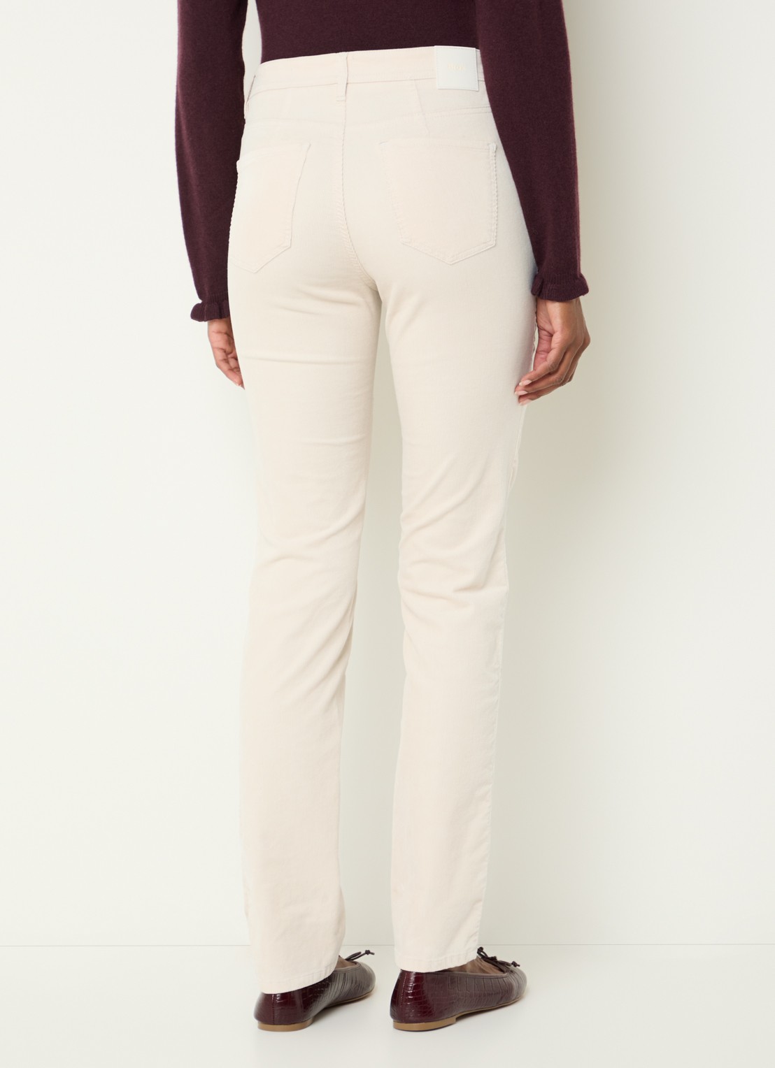 BRAX Mary mid waist skinny fit chino van corduroy - achterkant 3 ivoor