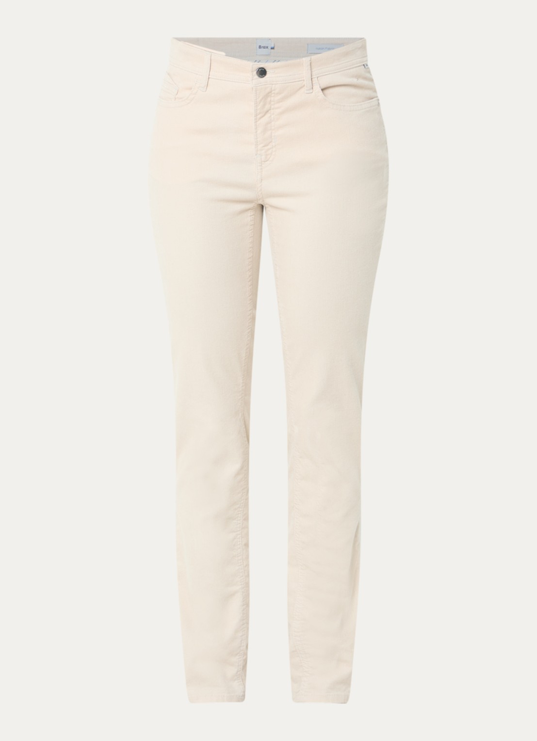 BRAX Mary mid waist skinny fit chino van corduroy - voorkant 4 ivoor