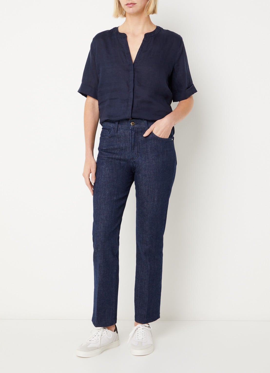 BRAX May high waist slim fit jeans met gekleurde wassing - voorkant 2 donkerblauw