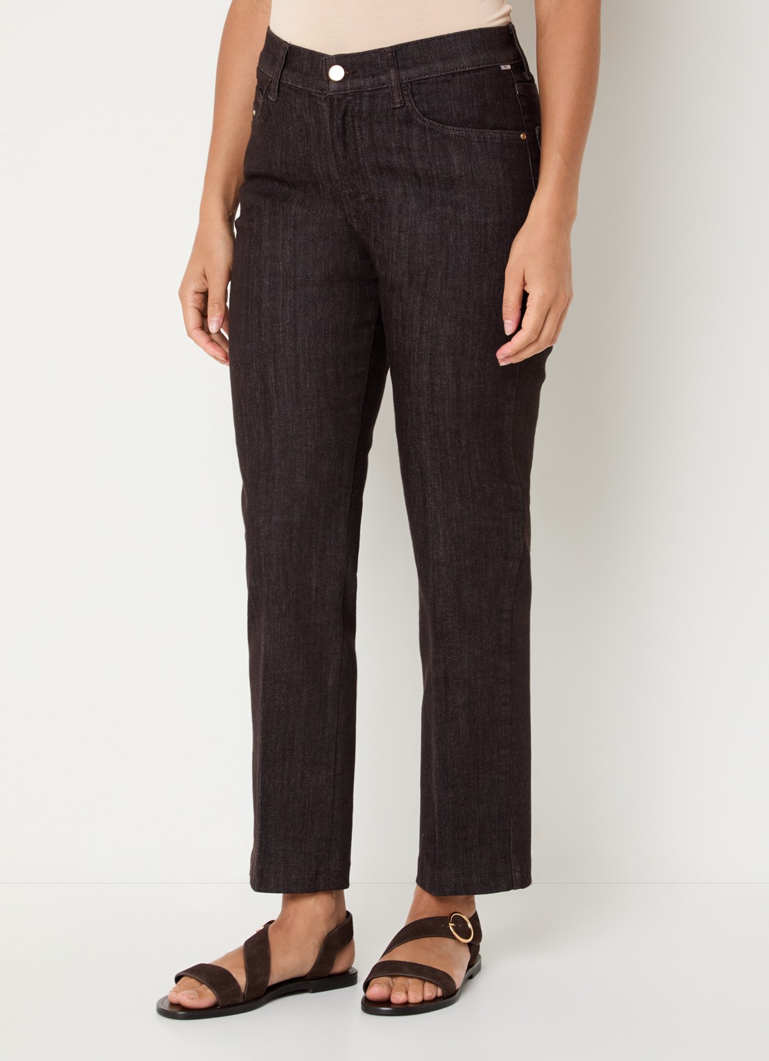 BRAX May S high waist loose fit jeans met steekzakken - detail 4 donkerbruin