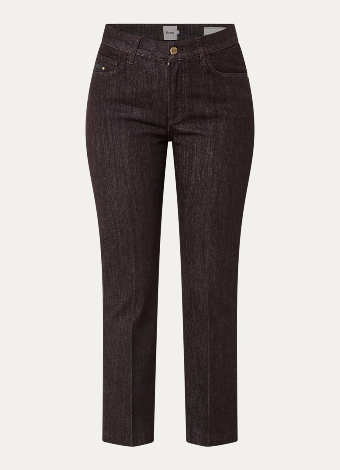 BRAX May S high waist loose fit jeans met steekzakken - voorkant donkerbruin