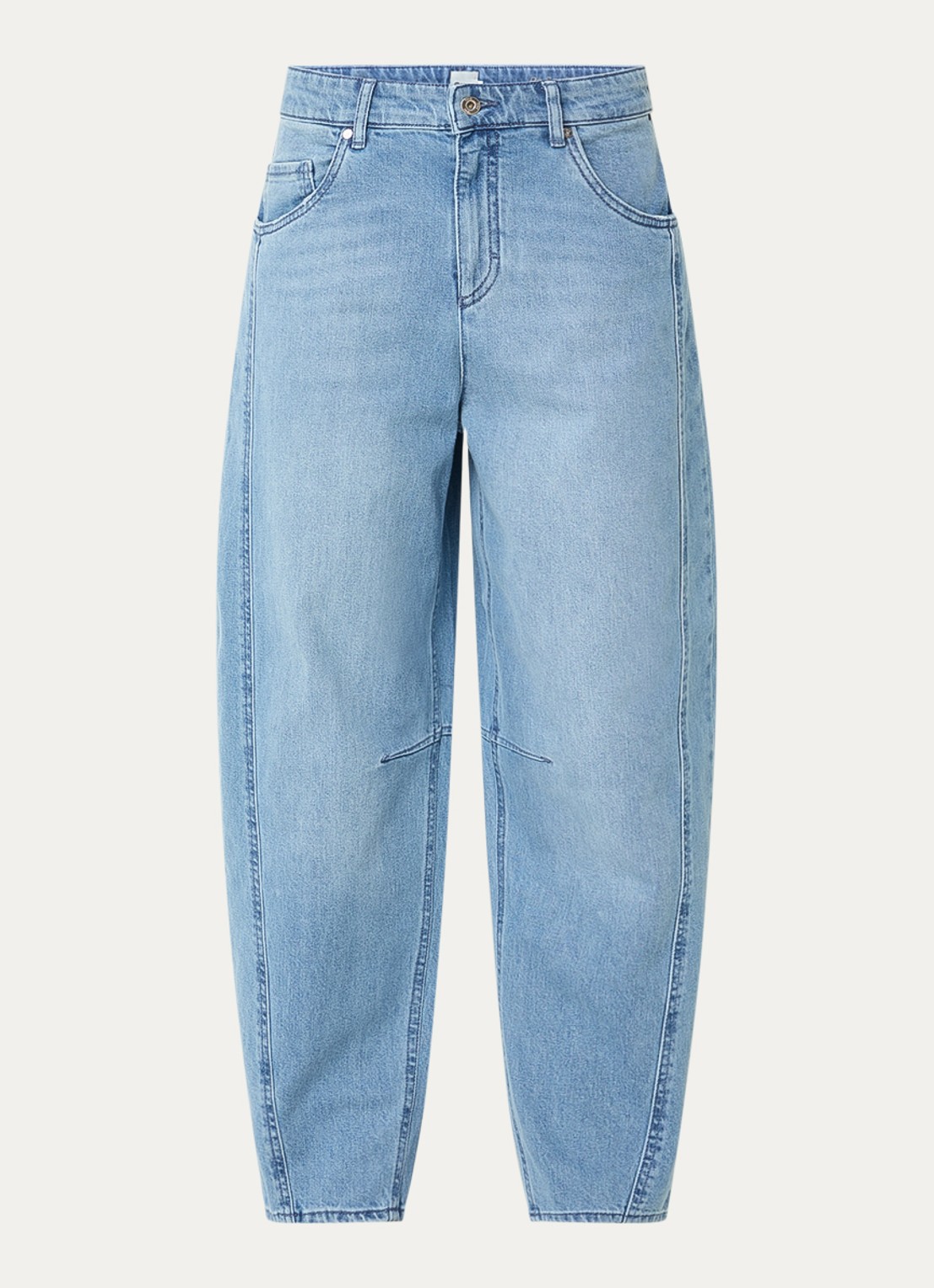BRAX Megan mid waist tapered fit cropped jeans met lichte wassing - voorkant 4 lichtblauw