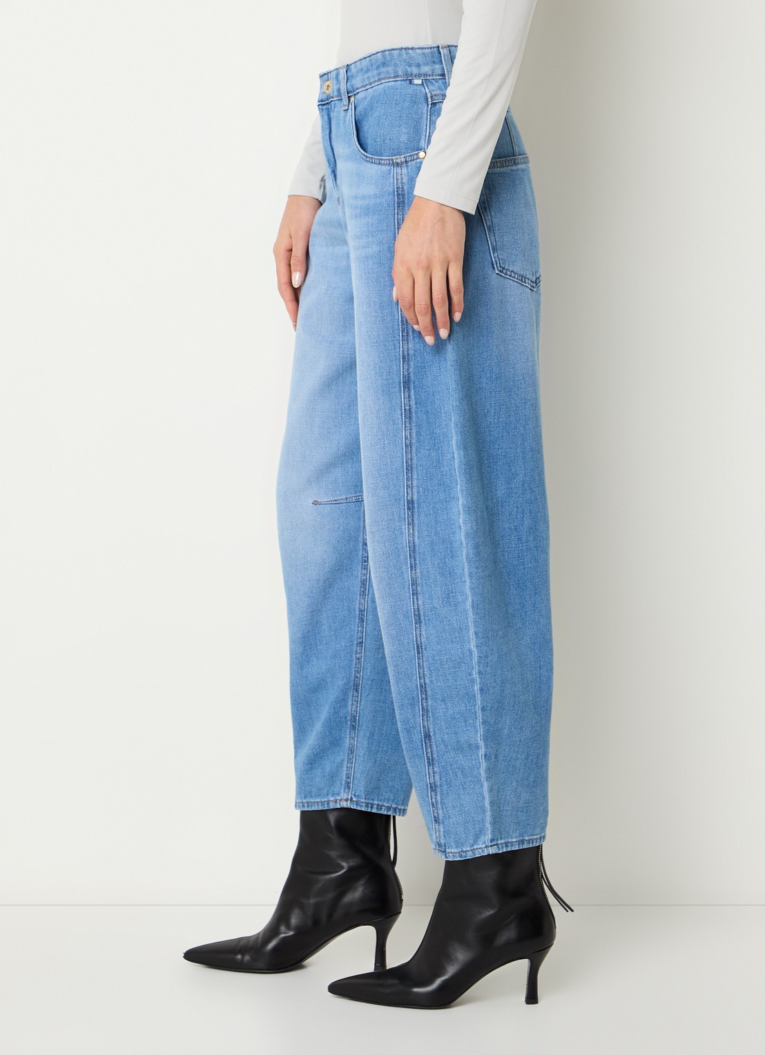 BRAX Megan S high waist cropped tapered jeans met steekzakken - detail 4 indigo