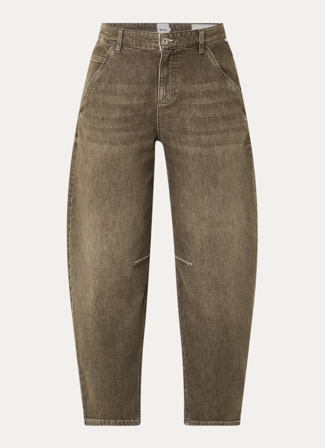 BRAX Megan S high waist tapered jeans met verwassen afwerking - voorkant 4 bruin