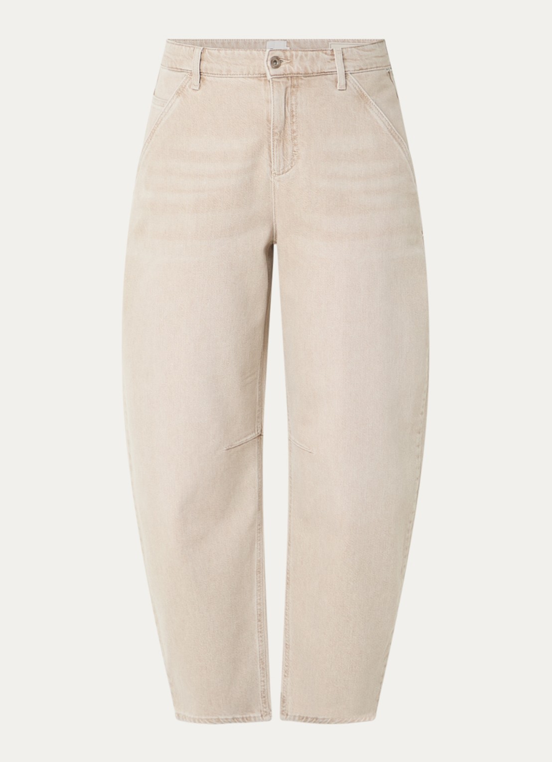 BRAX Megan S high waist tapered jeans met verwassen afwerking - voorkant zand