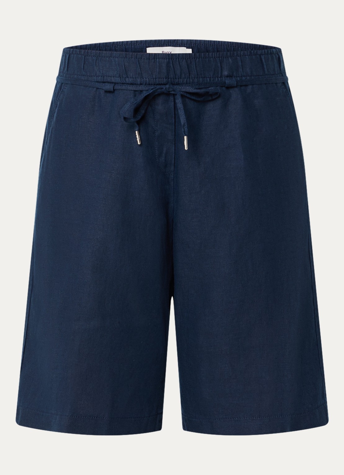 BRAX Mel mid waist straight fit korte broek van linnen - voorkant 2 donkerblauw