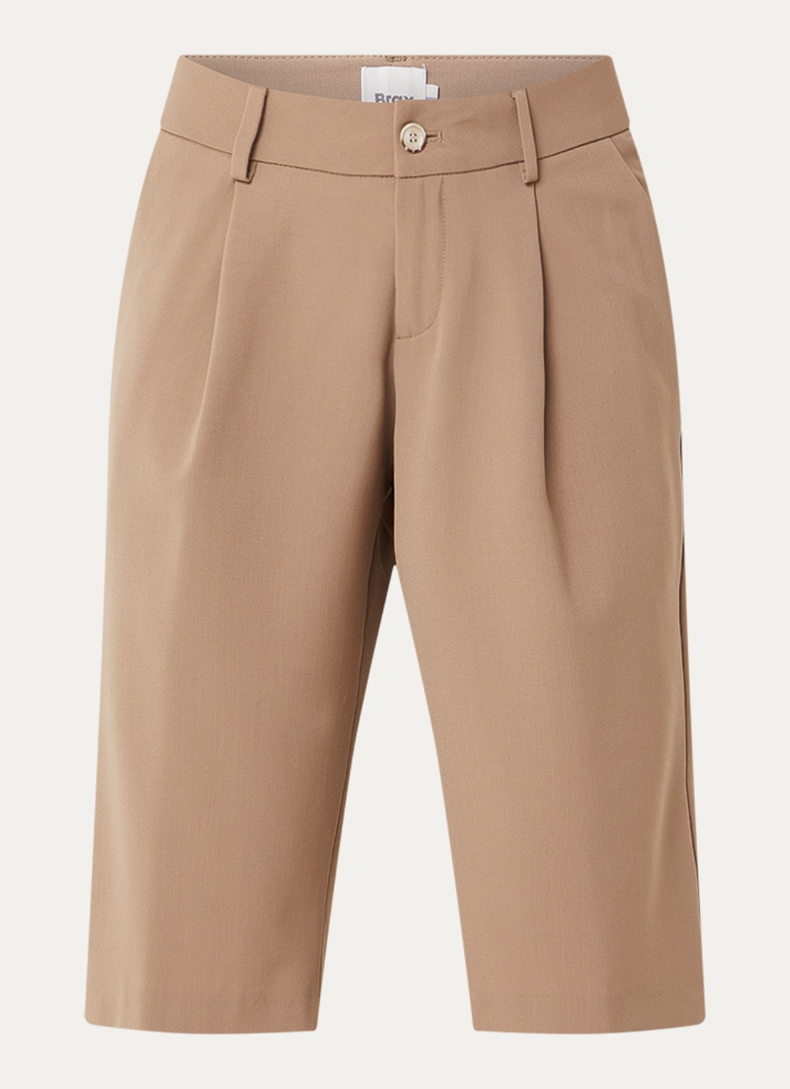 BRAX Milla high waist straight fit korte broek in wolblend - voorkant 3 zand