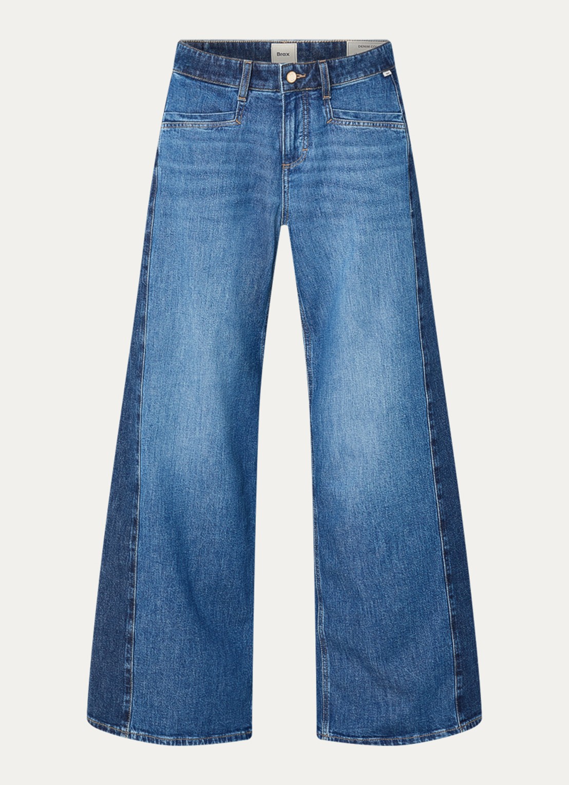 BRAX Morgan high waist wide leg jeans met steekzakken - voorkant indigo