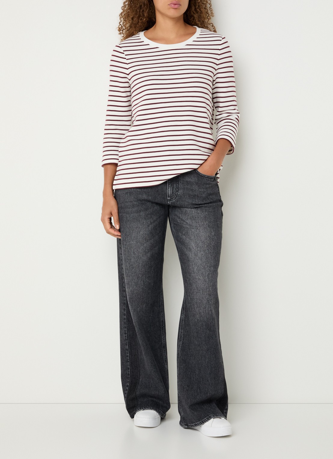 BRAX Morgan high waist wide leg jeans  - voorkant 3 donkergrijs