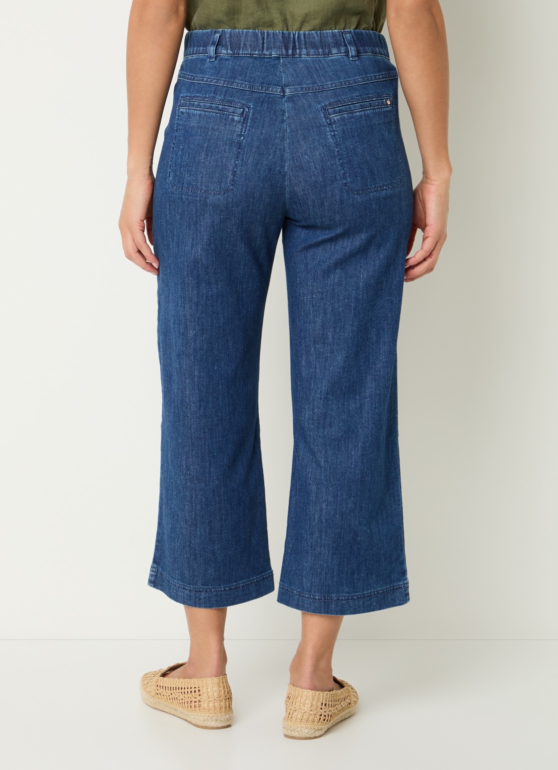 BRAX Peggy mid waist straight fit cropped broek van chambray - achterkant 4 indigo