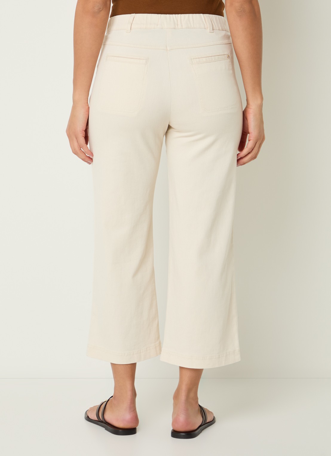 BRAX Peggy mid waist straight fit cropped broek van chambray - achterkant 4 creme